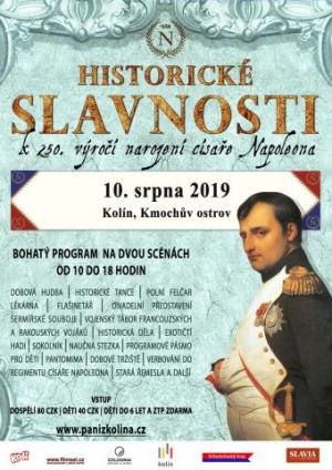 Pozvánka na historické slavnosti 10.8. od 10 hodin, Kolín, Kmochův ostrov