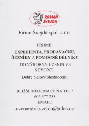 Nabídka zaměstnání ve Škvorci