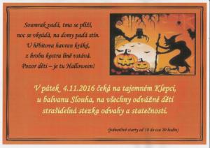 Halloween -  stezka odvahy a statečnosti 4.11.2016 na Klepci