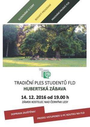 Pozvánka na ples studentů FLD - 14.12. Zámek v Kostelci nad Č. Lesy