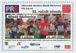 Pozvánka na 52. ročník závodu Mladé Běchovice - sobota 16.9.2017