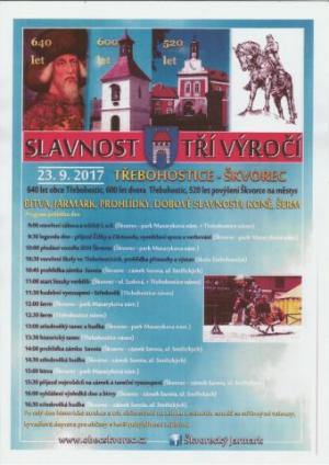 Program SLAVNOSTÍ TŘÍ VÝROČÍ - sobota 23.9.2017