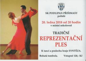 Pozvánka na tradiční reprezentační ples 20. 1.  2018 od 20 hodin