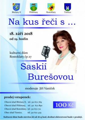 NA KUS ŘEČI S .... SASKIA BUREŠOVÁ,  18. záři,  KD Rostoklaty, v 19 hodin - pozvánka