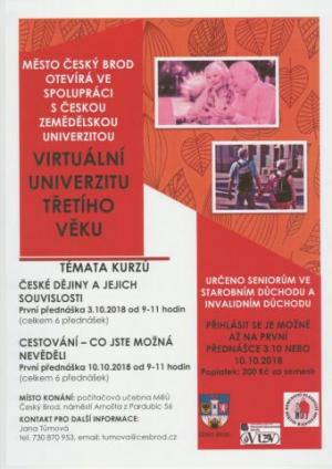 Virtuální univerzita třetího věku pro seniory a invalidní důchodce - pořádá Město Český Brod