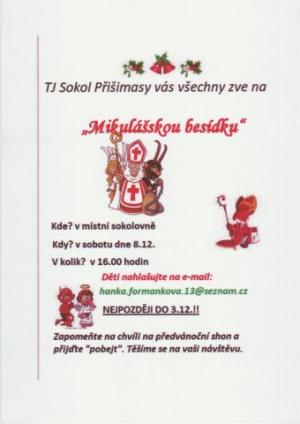 Mikulášská besídka v sobotu 8.12. od 16 hodin v sokolovně